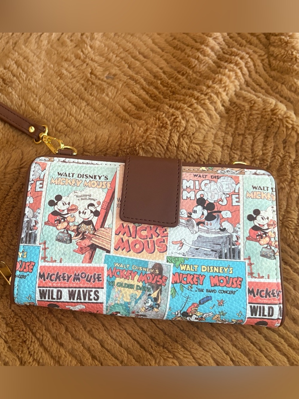 Disney Mickey Mouse Wristlet Wallet in Brown & Blue